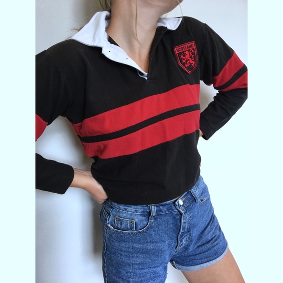 Black/Red Long Sleeve Scotland Polo - Men's S - Picture 2 of 7